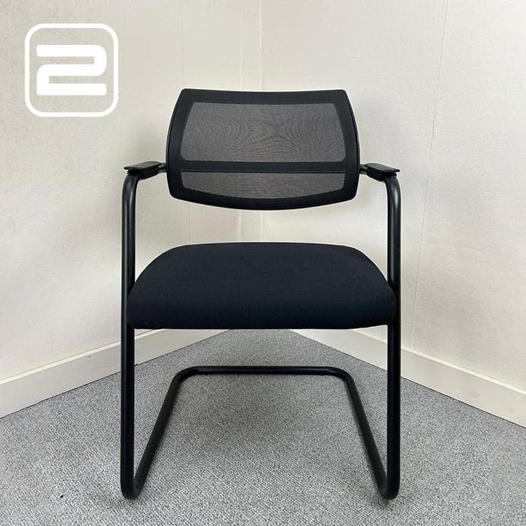 SITLAND Ontvangststoel - Zwart Stof / Zwart metaal Cantilever