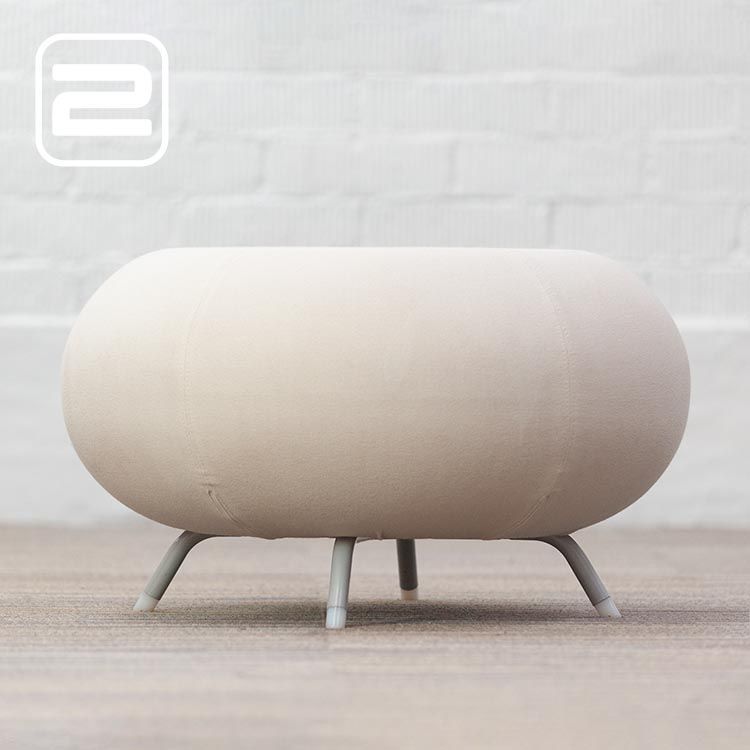 ALLERMUIR Pebble A620 Stool Poef B68xL62xH43 - Gebroken wit Stof / Grijs metalen Vierpoot