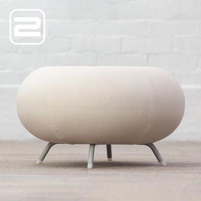 ALLERMUIR Pebble A620 Stool Poef B68xL62xH43 - Gebroken wit Stof / Grijs metalen Vierpoot