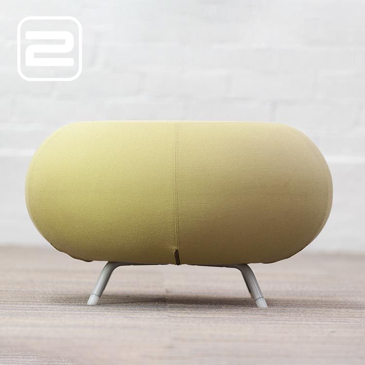 ALLERMUIR Pebble A620 Stool Poef B68xL62xH43 - Lichtgroen Stof / Grijs metalen Vierpoot