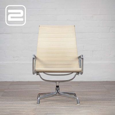 HERMAN MILLER EA116 - Vintage model jaren 70 Lounge zetel by Charles Ray Eames - Beige Stof / Chrome Sterpoot