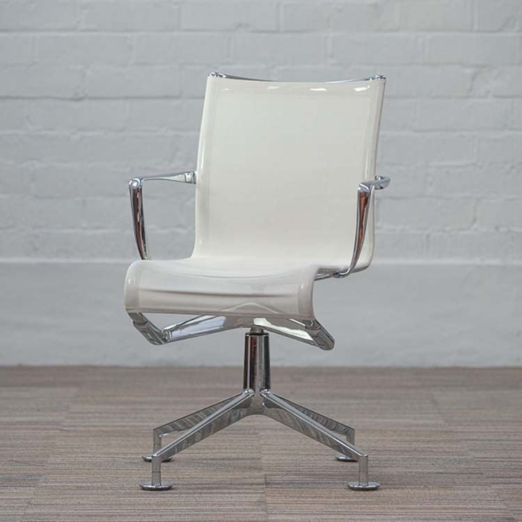 ALIAS Meetingframe 44 Vergaderstoel designed by Alberto Meda - Wit Mesh / Chrome Vierpoot