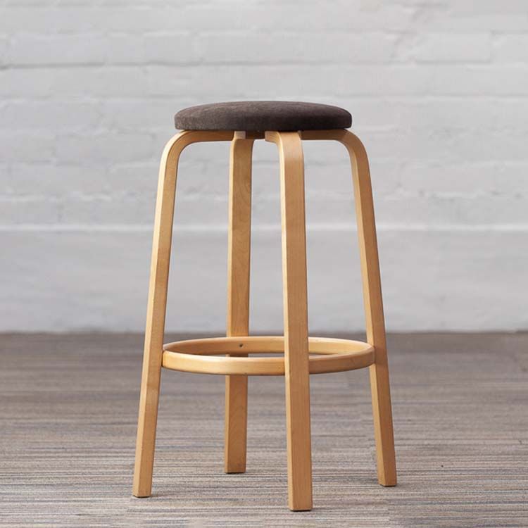 ARTEK Bar Stool 64 GEHERSTOFFEERD. Barkruk by Alvar Aalto - Bruin Stof / Licht houten Vierpoot