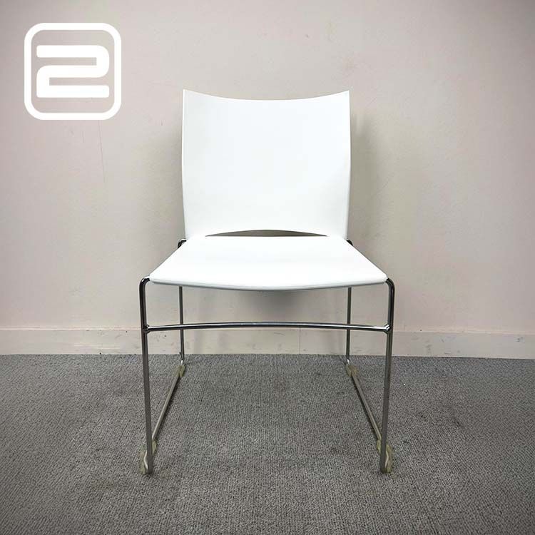 Ontvangststoel - Wit Kunststof / Chrome Sledepoot