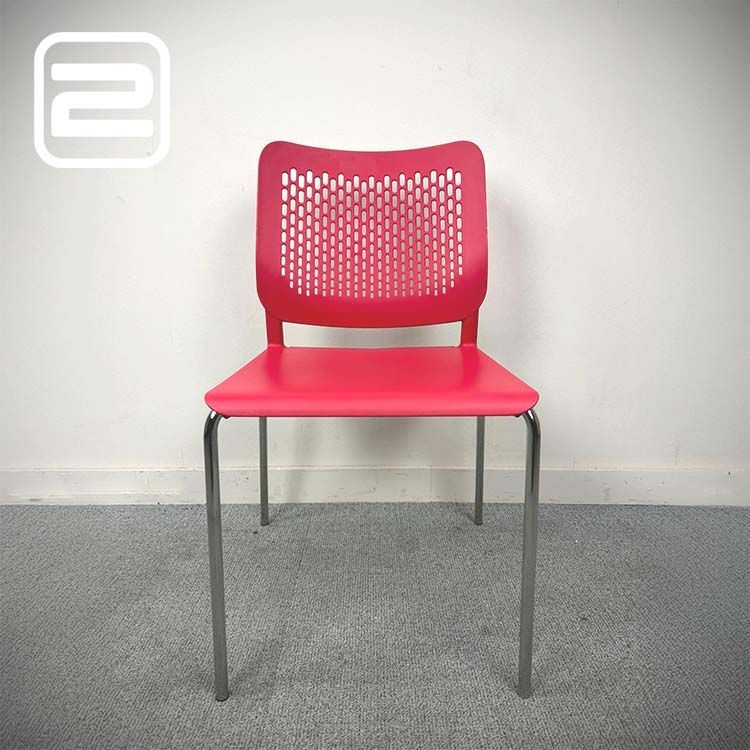 NOWYSTYL Kantinestoel Stapelbaar - Rood Kunststof / Chrome Vierpoot