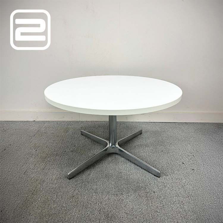 Salontafel B75xD75xH45 - Wit Melamine / Metaal Voetkruis