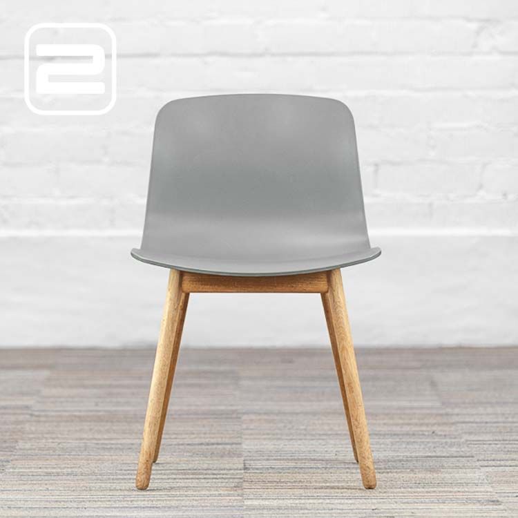 HAY About a Chair AAC12 Ontvangststoel - Grijs Kunststof / Eiken Hout Vierpoot