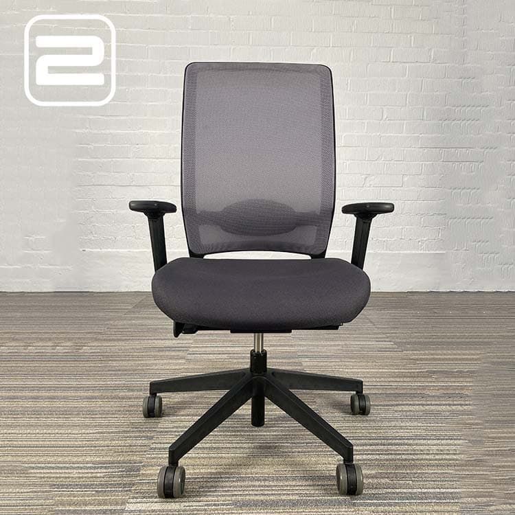 PROFIM Veris Net Ergonomische Bureaustoel - Grijs Stof / Mesh / Zwart Kunststof Voetkr mt wielen