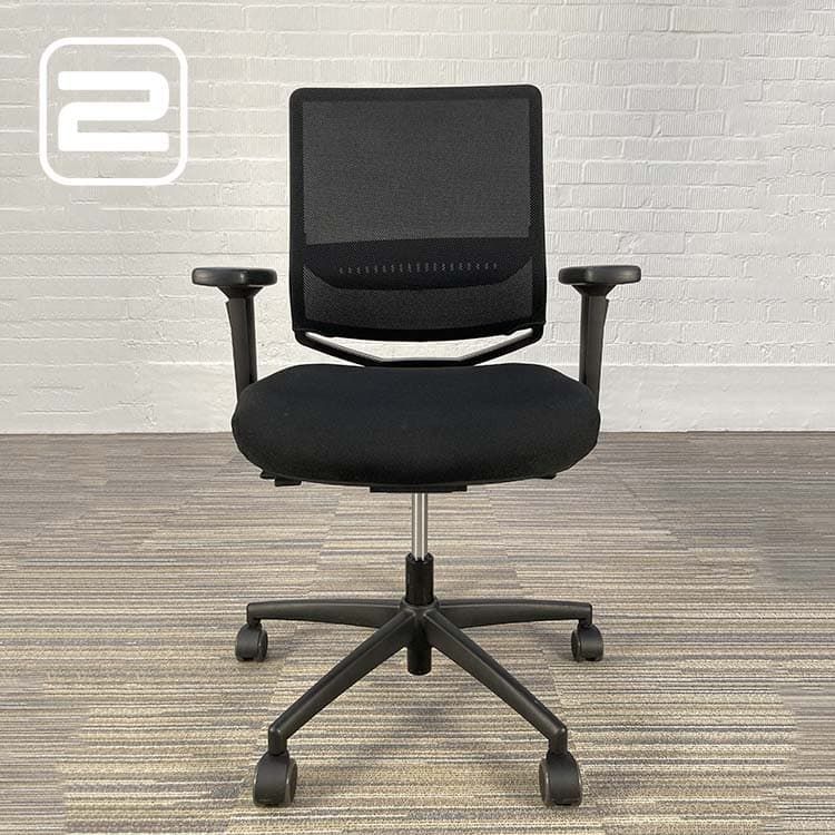 DAUPHIN Tio Bureaustoel - Zwart Stof / Mesh / Zwart Kunststof Voetkr mt wielen