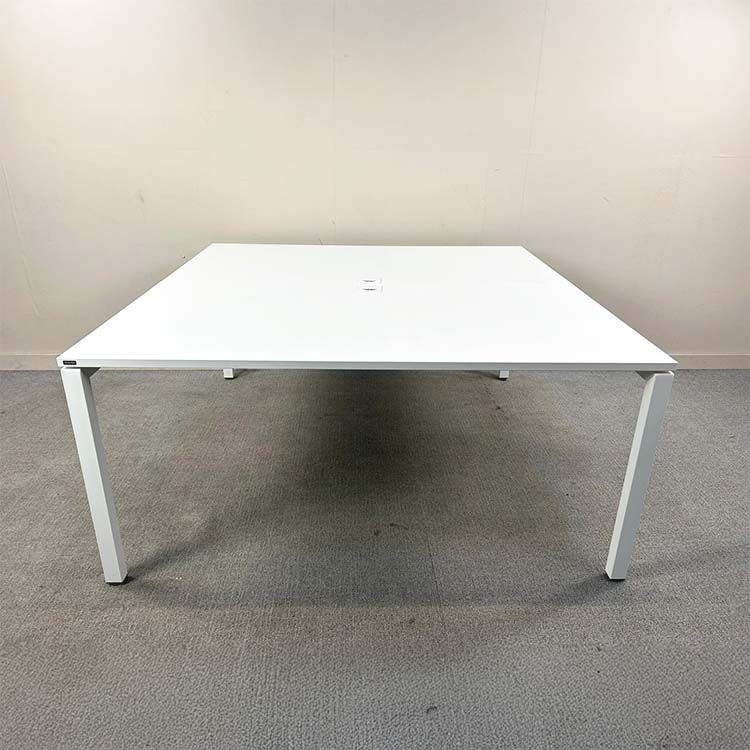 NOWYSTYL duo workbench / VG tafel Vergadertafel B160xD160xH75 - Wit Melamine / Wit metaal Vierpoot