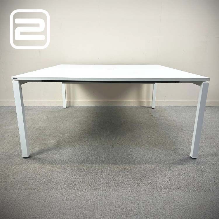 NOWYSTYL duo workbench / VG tafel Vergadertafel B160xD160xH75 - Wit Melamine / Wit metaal Vierpoot