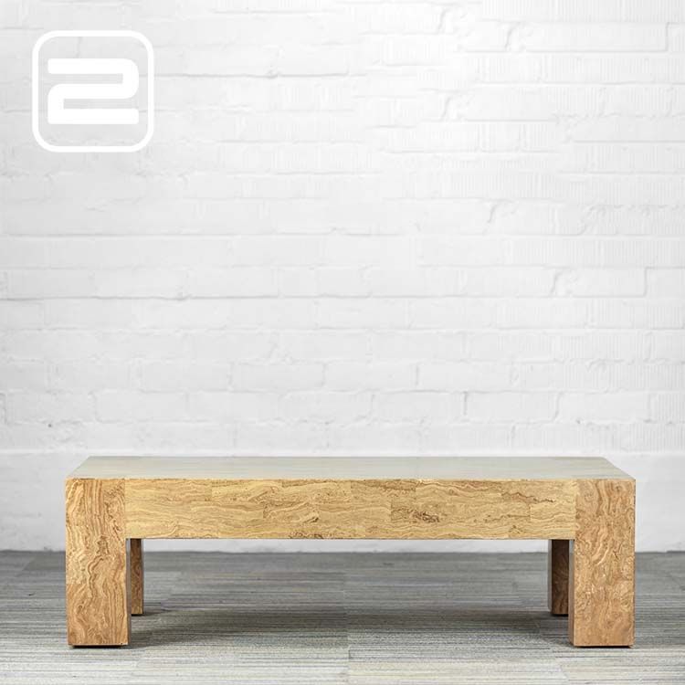 Salontafel Handwerk B140xD80xH42 - bruin versteend hout / fossiel / versteend hout Vierpoot