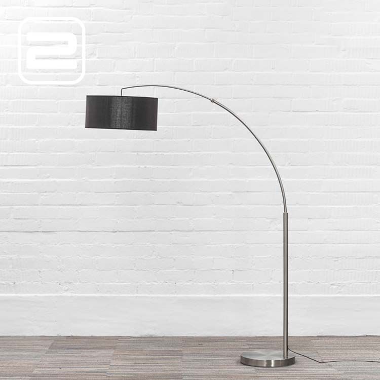 GIANT ARC Staande Lamp Vloerlamp B - zwart textiel / geborsteld chroom Vloerplaat