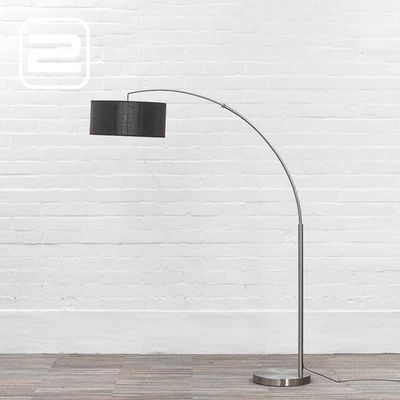 GIANT ARC Staande Lamp Vloerlamp B - zwart textiel / geborsteld chroom Vloerplaat GIANT ARC Staande Lamp Vloerlamp B - zwart textiel / geborsteld chroom Vloerplaat