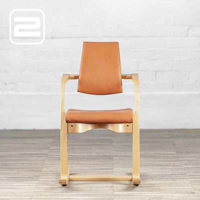 STOKKE Actulum Vintage Stoel design by Peter Opsvik - cognac leer / bruin houten Schommel