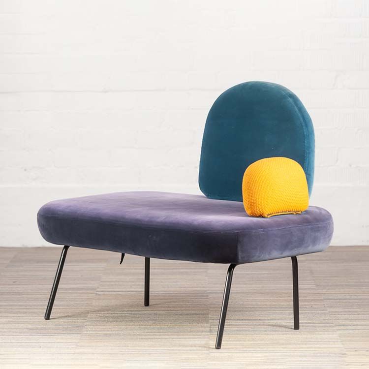BOLIA Between Zitbank 2-zit design by Sara Wright Polmar B117xD74xH96 - paars / donkerblauw / okergeel fluweel / stof / zwart metalen Vierpoot