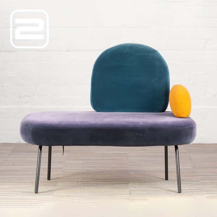 BOLIA Between Zitbank 2-zit design by Sara Wright Polmar B117xD74xH96 - paars / donkerblauw / okergeel fluweel / stof / zwart metalen Vierpoot