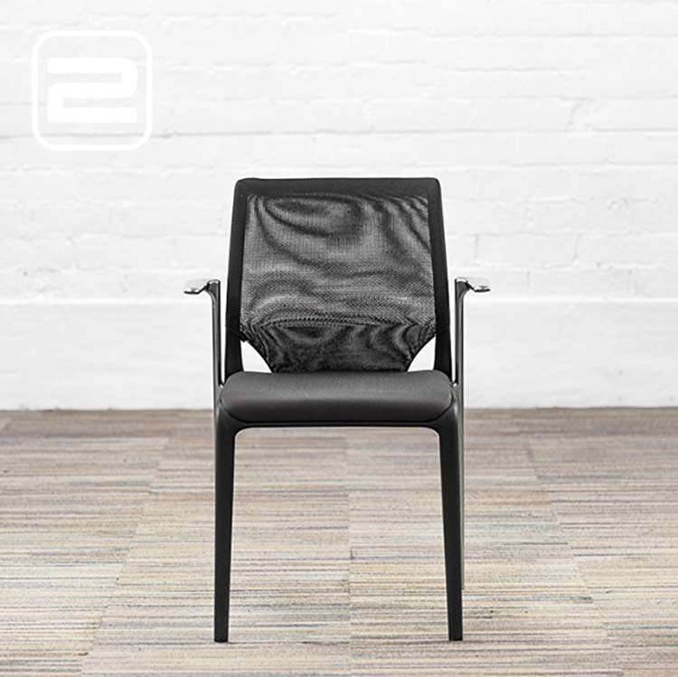 VITRA MedaSlim Vergaderstoel stapelbaar design by Alberto Meda stapelbaar - zwart stof / zwart kunststof / chrome Vierpoot