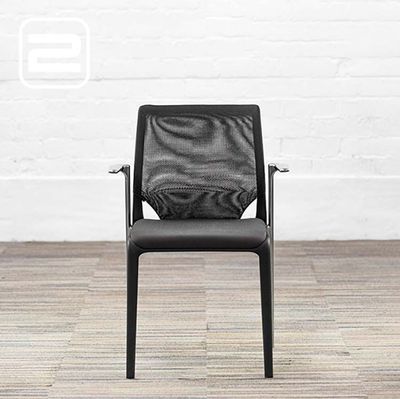 VITRA MedaSlim Vergaderstoel stapelbaar design by Alberto Meda stapelbaar - zwart stof / zwart kunststof / chrome Vierpoot