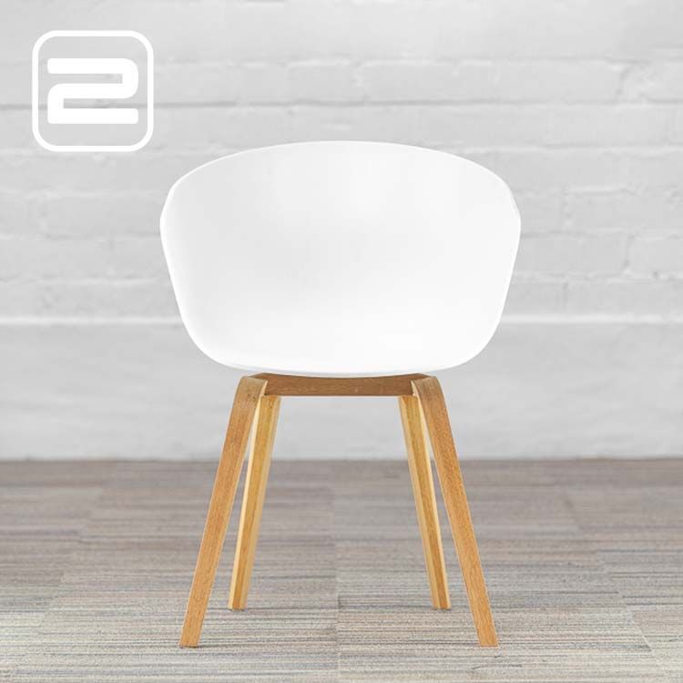 HAY About a Chair AAC22 Ontvangststoel - wit kunststof / eiken hout Vierpoot