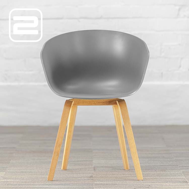 HAY About a Chair AAC22 Ontvangststoel - grijs kunststof / eiken hout Vierpoot