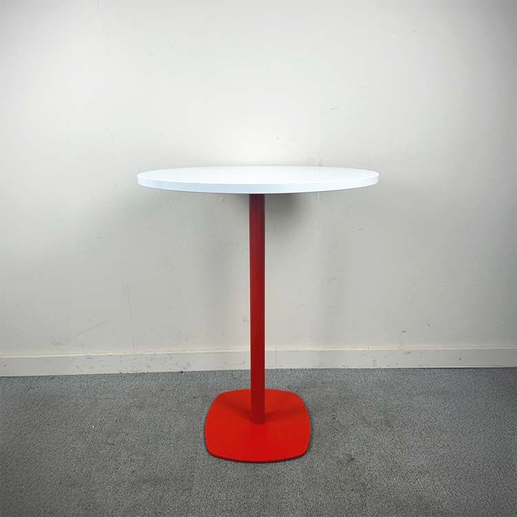 Ronde tafel Rond B70xD70xH91 - wit melamine / rood metaal Vloerplaat