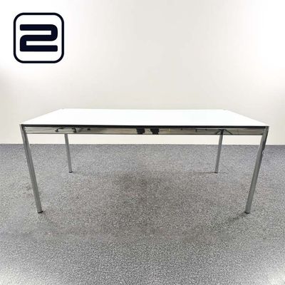 USM HALLER Tafel B175xD75xH74 - wit melamine / chrome vierpoot