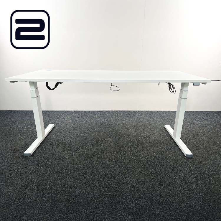 ROBBERECHTS Elektrisch Zit-Sta Bureau Veyhl B180xD80xH65-130 - wit melamine / wit metalen t-poot