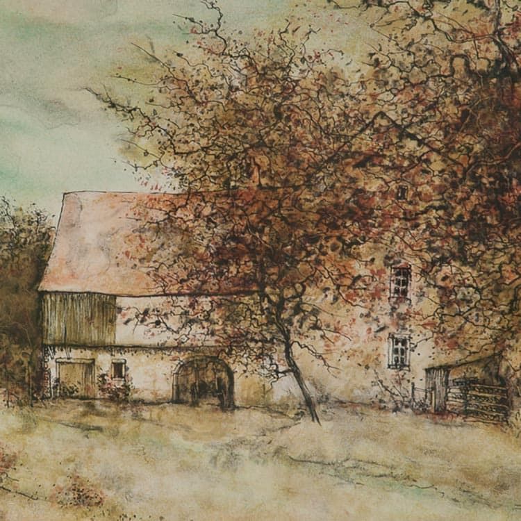Automne au Chalet Schilderij design by Gatner B78xH61