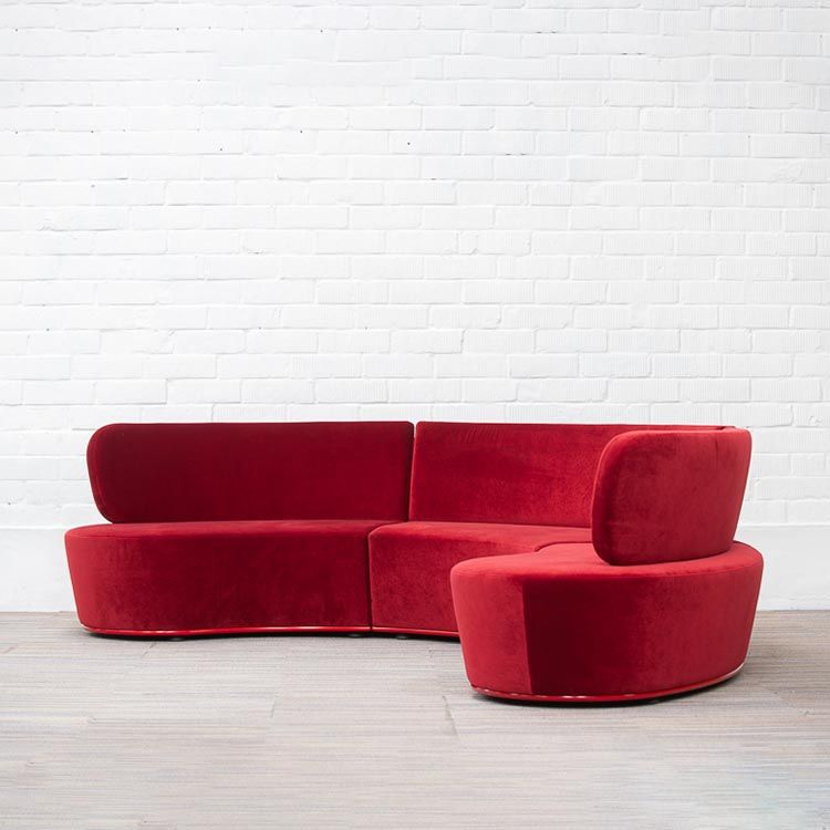 DEBERENN Pinto Lounge Zetel design by David Fox - rood fluweel / zwart kunststof vierpoot