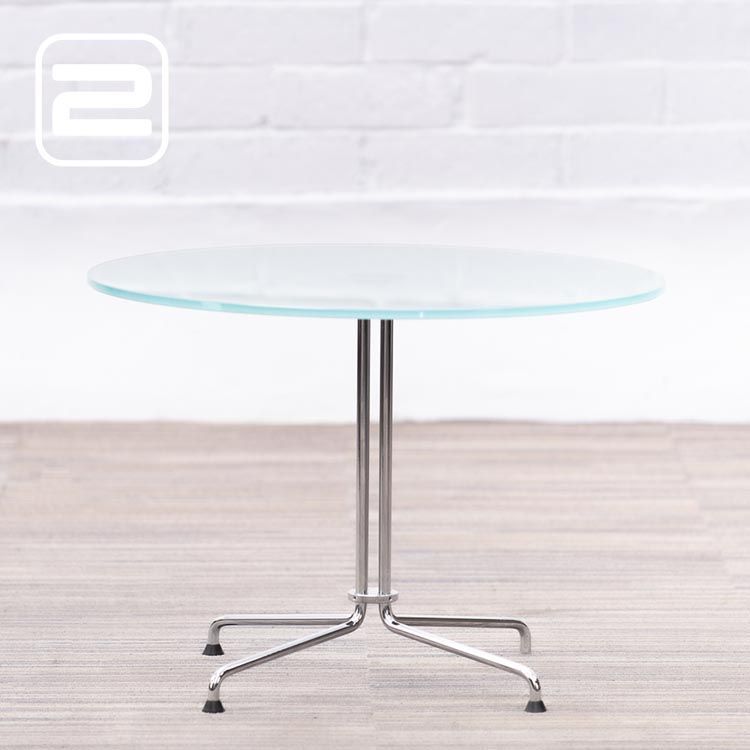 Bijzettafel Rond B70xD70xH50 - getint glas / chrome vierpoot