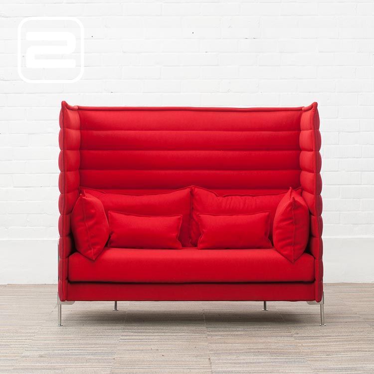 VITRA Alcove Sofa Zitbank 2-zit design by Ronan & Erwan Bouroullec B155xD88xH137 - rood en donker rood stof / chrome vierpoot
