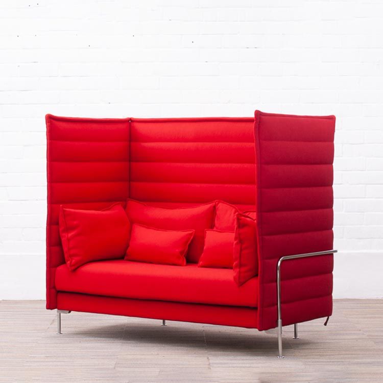 VITRA Alcove Sofa Zitbank 2-zit design by Ronan & Erwan Bouroullec B155xD88xH137 - rood en donker rood stof / chrome vierpoot