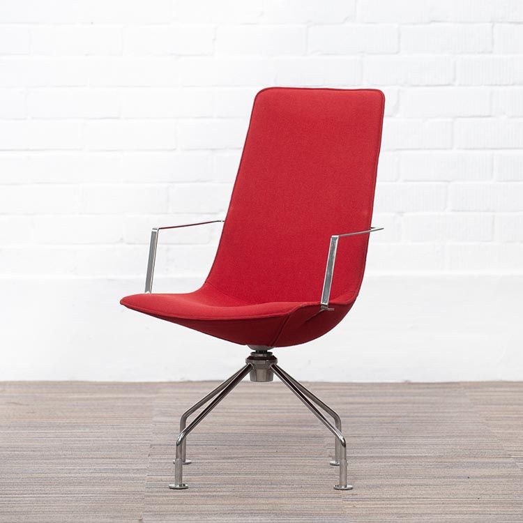 LAMMHULTS Comet Easy Chair Lounge Chair design by Gunilla Allard - rood stof / chrome vierpoot
