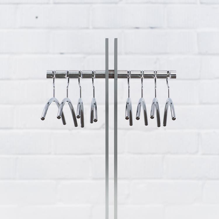 CASCANDO Standfree Kapstok design by Onno de Knegt B44xL35xH175 - grijs gepolijste aluminium / grijs aluminium en staal centrale poot