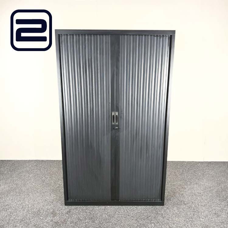 MERONI Hoge Vert Roldeurkast H197xB120xD45 - zwart metaal MERONI Hoge Vert Roldeurkast H197xB120xD45 - zwart metaal