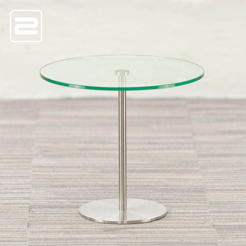 METAFORM Bon Bijzettafel B45xD45xH40 - doorzichtig glas / chrome centrale poot