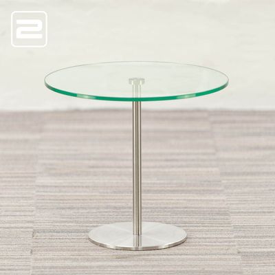METAFORM Bon Bijzettafel B45xD45xH40 - doorzichtig glas / chrome centrale poot METAFORM Bon Bijzettafel B45xD45xH40 - doorzichtig glas / chrome centrale poot