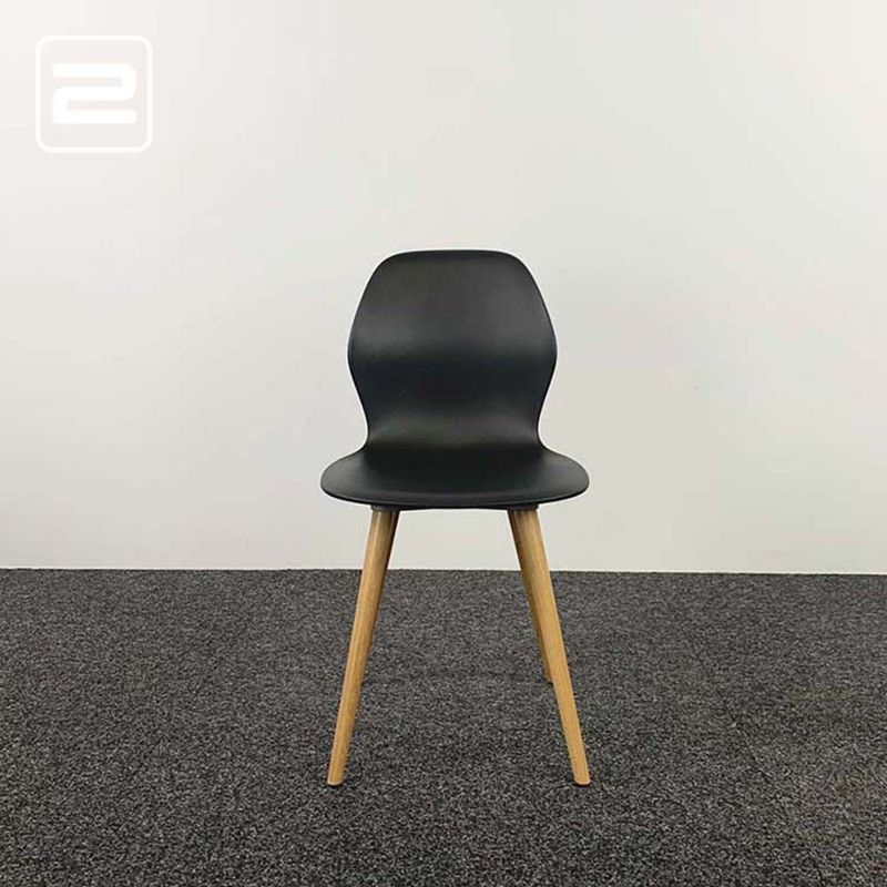 SEDUS Spot Bezoekersstoel - zwart kunststof / eik houten vierpoot