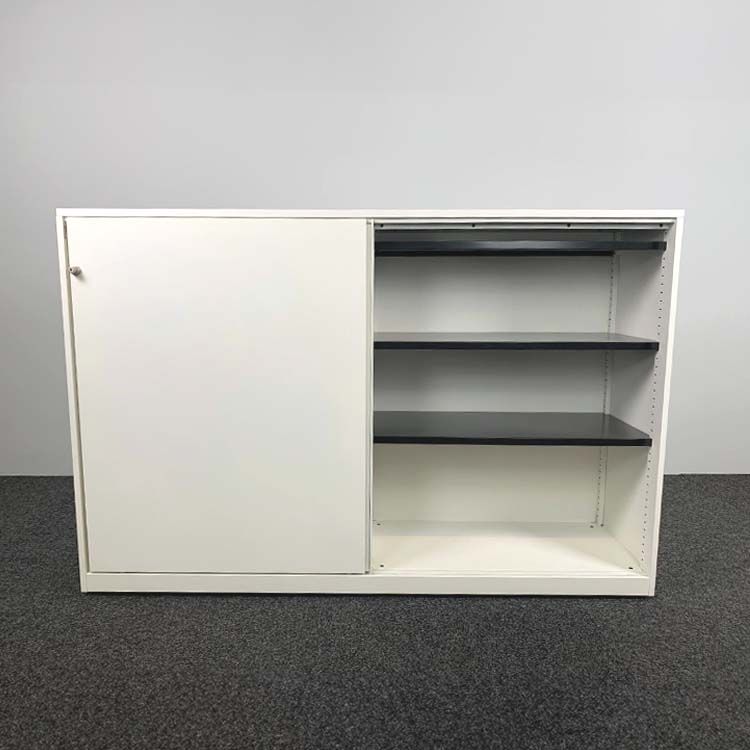 AHREND Lage Schuifdeurkast H120xB180xD45 - wit metaal
