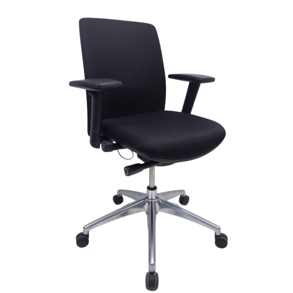 JETCHAIR 14 Chroom Bureaustoel nieuwe stof - zwarte stof / kruisvoet
