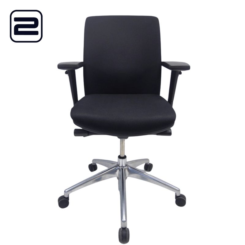 JETCHAIR 14 Chroom Bureaustoel nieuwe stof - zwarte stof / kruisvoet