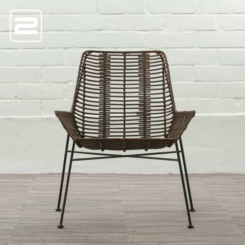 MAISON ET STYLES Armchair - bruin rotan / zwart metalen vierpoot