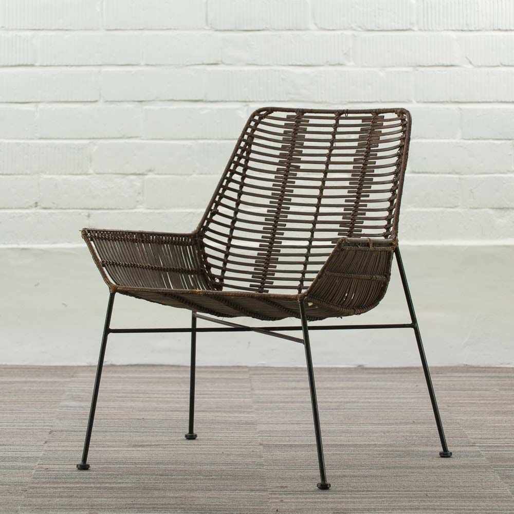 MAISON ET STYLES Armchair - bruin rotan / zwart metalen vierpoot