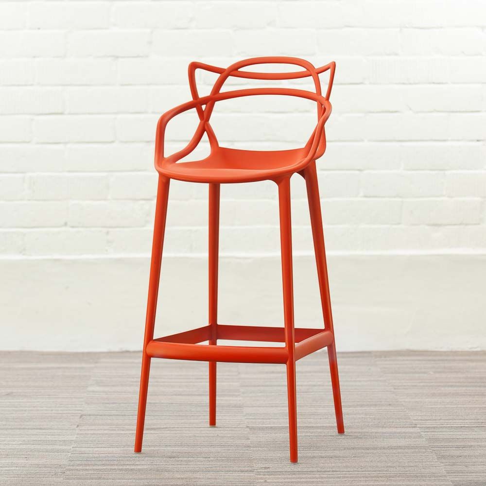 KARTELL Masters Stool Barkruk design by Philippe Starck and Eugeni Quitllet - russet rood kunststof / russet rood kunststof vierpoot