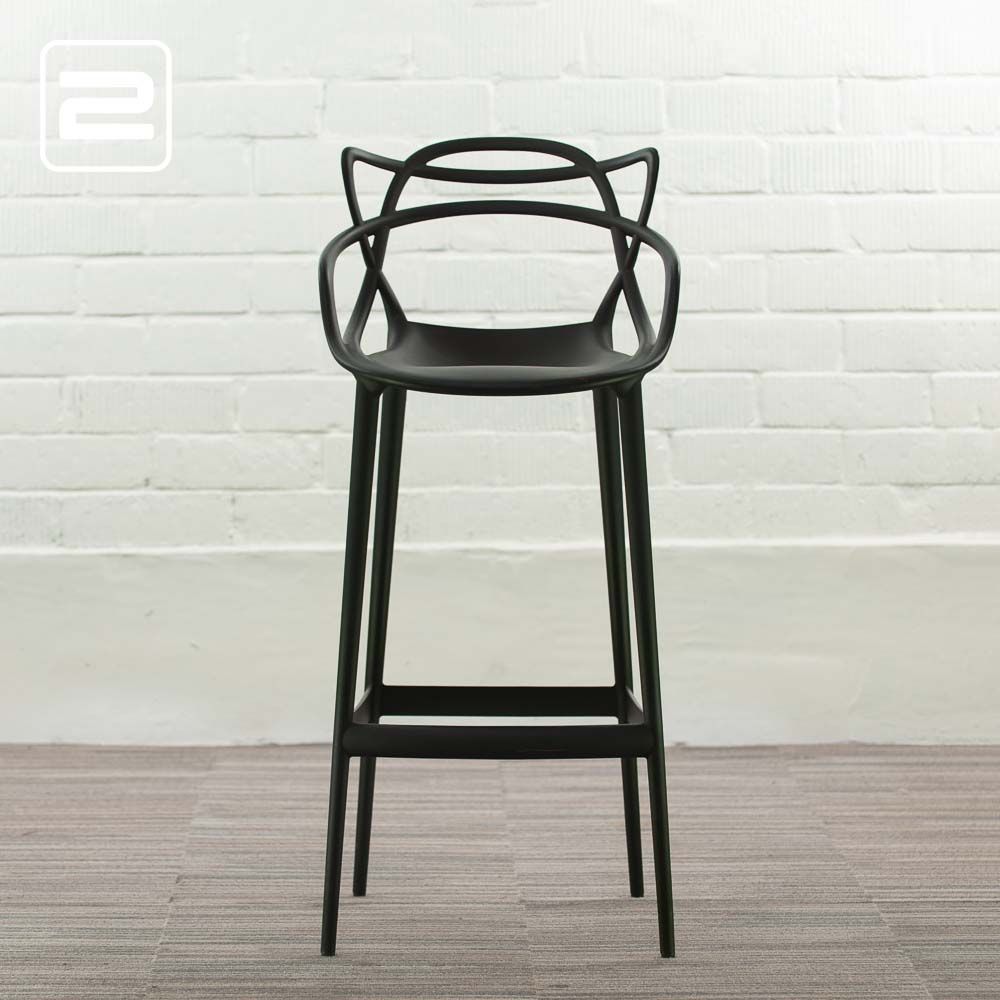 KARTELL Masters Stool Barkruk design by Philippe Starck and Eugeni Quitllet - zwart kunststof / zwart kunststof vierpoot