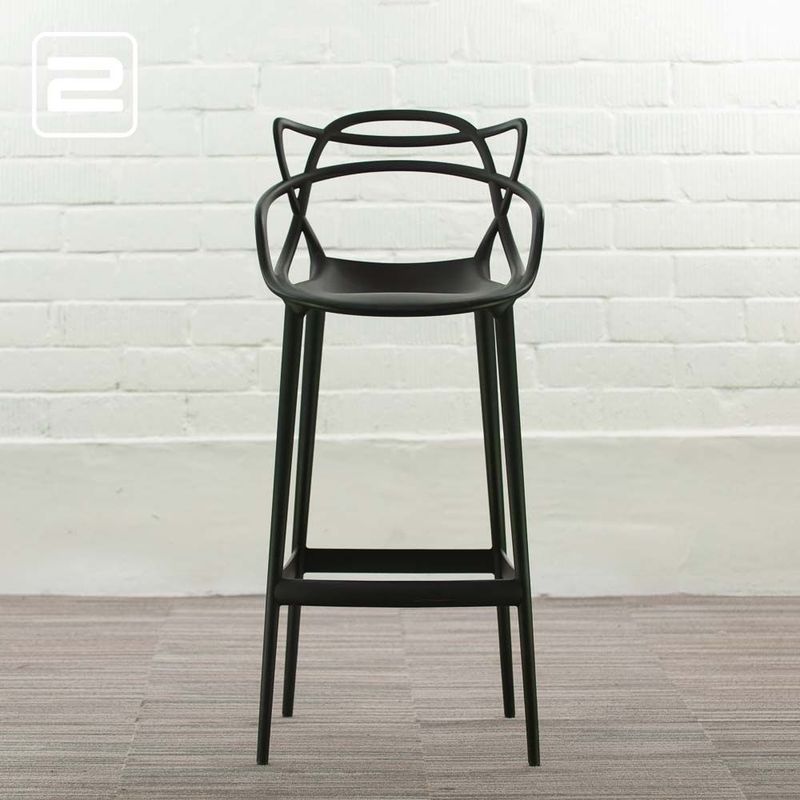 KARTELL Masters Stool Barkruk design by Philippe Starck and Eugeni Quitllet - zwart kunststof / zwart kunststof vierpoot