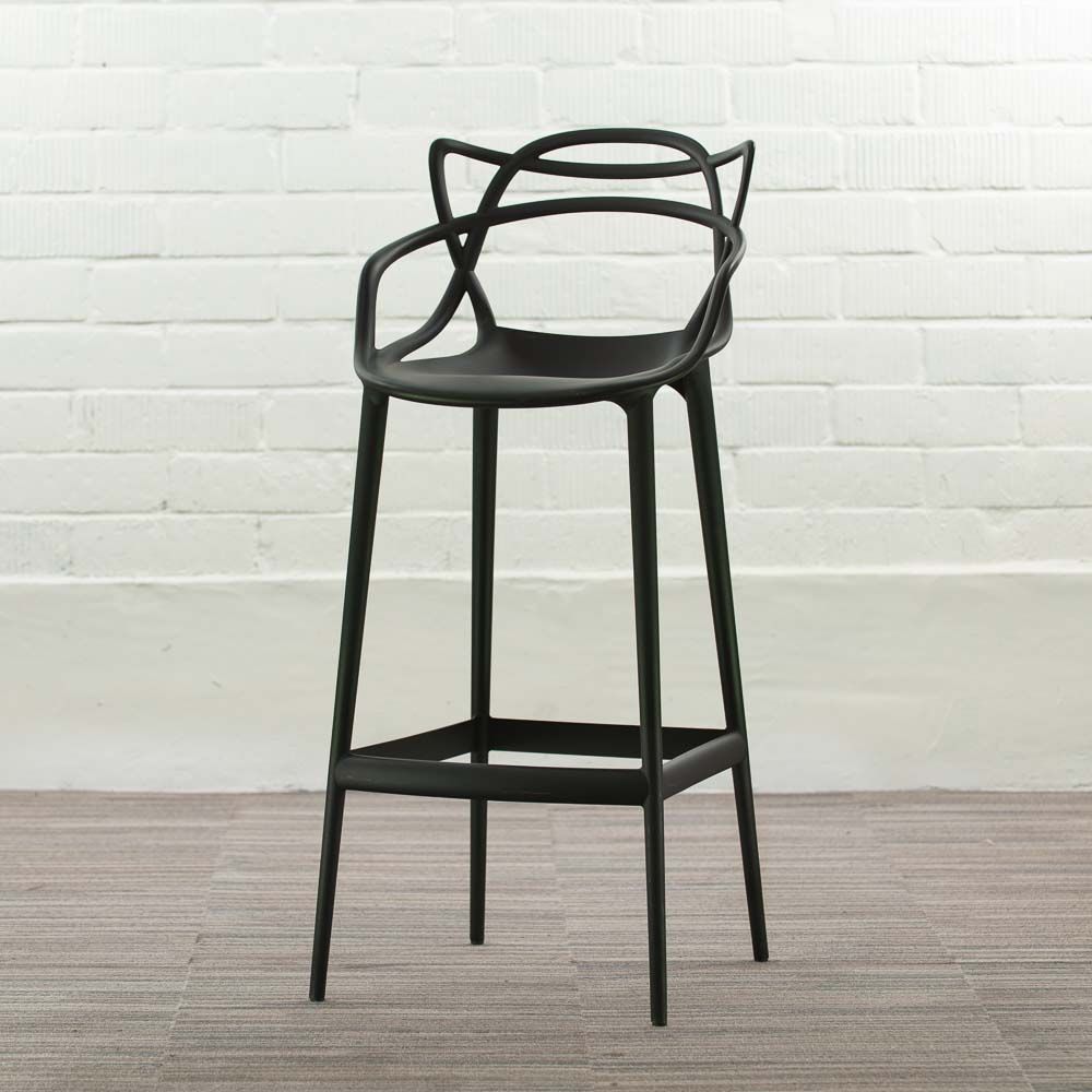 KARTELL Masters Stool Barkruk design by Philippe Starck and Eugeni Quitllet - zwart kunststof / zwart kunststof vierpoot