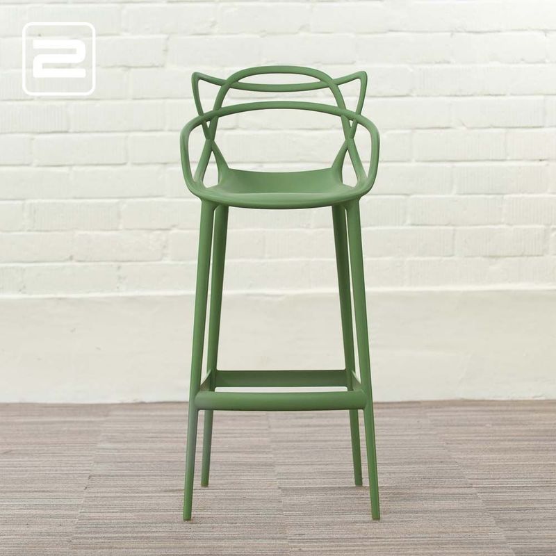 KARTELL Masters Stool Barkruk design by Philippe Starck and Eugeni Quitllet - salie groen kunststof / salie groen kunststof vierpoot