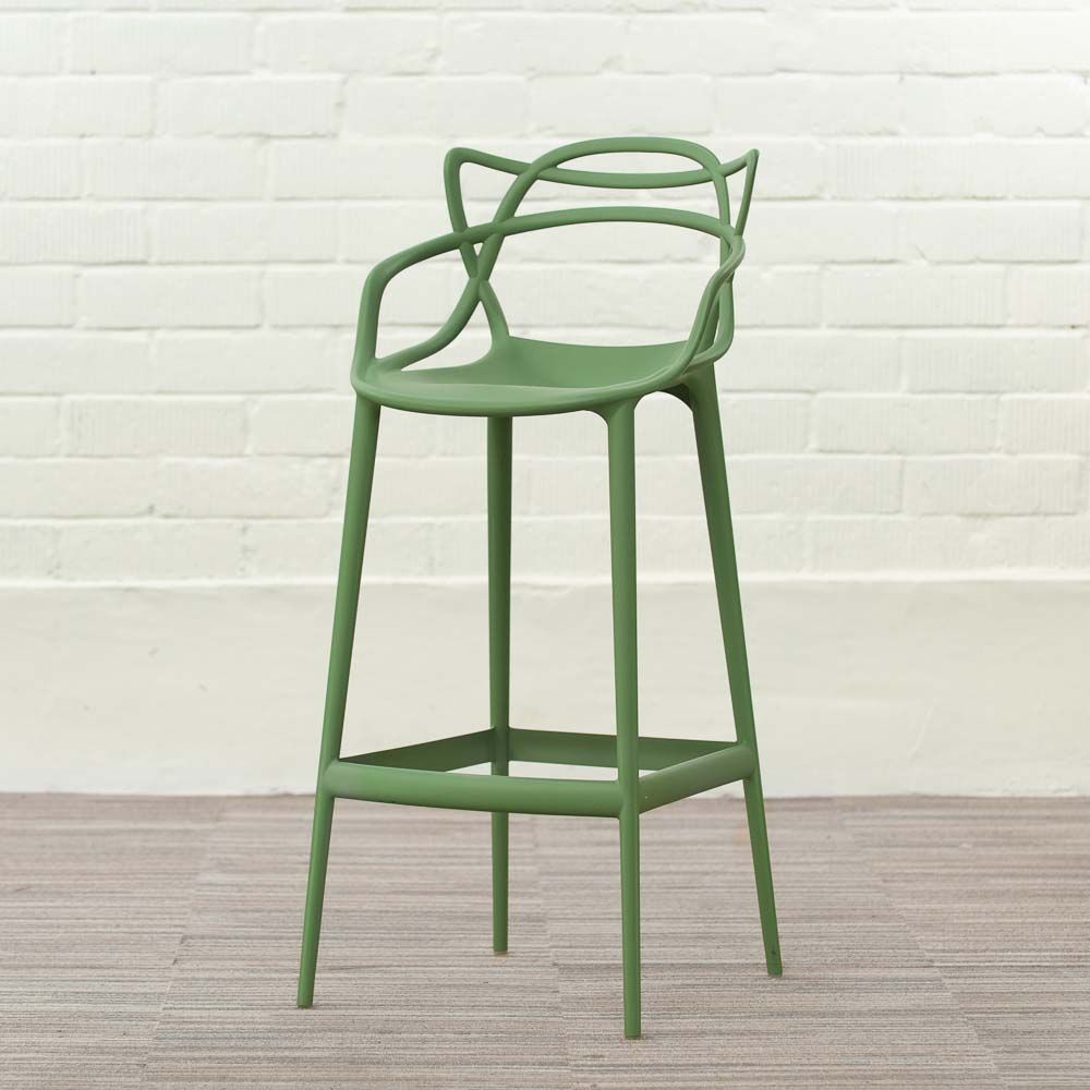 KARTELL Masters Stool Barkruk design by Philippe Starck and Eugeni Quitllet - salie groen kunststof / salie groen kunststof vierpoot